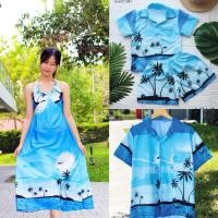ราคา ชุดครอบครัวไปทะเล(ลายมะพร้าวฟ้า)เสื้อฮาวาย เซ็ทฮาวายเด็ก ชุดเดรส ชุดคู่รัก ผ้าไหมอิตาลี พร้อมส่ง (25870595792)