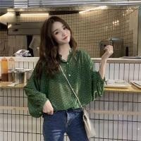 ราคา เชิ้ตคอจีน ลายดอก สีเขียว (6178019856)