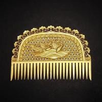 ราคา สีเหลืองทอง-Plated Tang สไตล์หวีผม Recovery Double Phoenix รูปแบบหวี Grate Tang หวีโบราณ Hanfu Headdress (53108805882)