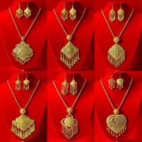 ราคา สร้อยคอต่างหูเจาะสีทองสร้อยคอชุดไทยเครื่องประดับชุดไทย (43880827283)