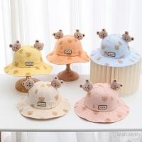 ราคา //-2-6years Baby Boys Girls Bucket Hat Cute 3D Bear Ears Sun Protection Kids Sun Caps for Fall Spring Summer (25181531169)
