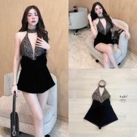 ราคา (พร้อมส่ง) Kulist28 Jumpsuit จั้มสูทขาสั้นผ้ากำมะหยี่โบว์ใหญ่ ปังมาก (27621334368)