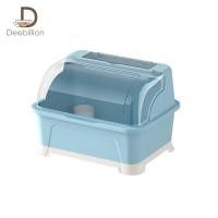 ราคา ที่คว่ำจาน มีฝาครอบ dish rack กล่องเก็บจาน ชาม แก้วน้ำ ชั้นวางจานพลาสติก มีถาดรองน้ำทิ้ง ดีไซน์มินิมอล Deebillion (29965586293)