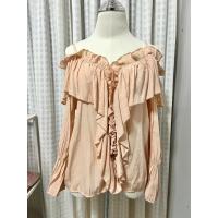 ราคา เสื้อสายเดี่ยวปาดไหล่ระบาย สีโอรส (23721305508)