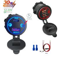ราคา Fast Charge PD QC3.0 Car Charger Socket Car Accessories Adapter Multi-Port Car USB Charger Plug เข้ากันได้กับ iPhone Full Range Android Samsung (42128917591)
