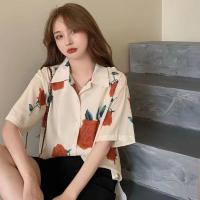 ราคา เสื้อเชิ้ตแขนสั้น คอปกโปโล ผ้าชีฟอง พิมพ์ลายการ์ตูนดอกไม้น่ารัก สไตล์เกาหลี ฮาวาย แฟชั่นฤดูร้อน สําหรับผู้หญิง (24803994625)