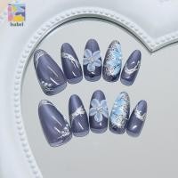 ราคา 3ง การไล่ระดับสี ดอกไม้สีฟ้า พลอยเทียม มุกเล็บปลอม 30 ชิ้นแฟชั่นน้ําหนักเบาสบายเล็บ (58010573755)