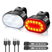 ราคา 2 ชิ้น LED ไฟจักรยาน ไฟหน้า ไฟท้ายจักรยาน ชาร์จ USB ไฟหน้า ไฟท้ายจักรยาน อุปกรณ์เสริมจักรยาน (10686573825)