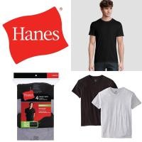 ราคา Hanes เสื้อคอวี ของแท้ นำเข้าจากอเมริกา เสื้อยืด ผ้าบาง ไม่มีกระเป๋า ดำ/เทา (1400890844)