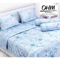 ราคา OHM ผ้าปูที่นอน ผ้าซาตินแท้ 440 เส้น ขนาด 6 ฟุต 1 ชิ้น (ลายดอกไม้คลาสิคฟ้า) (904881164)