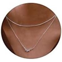 ราคา LEXODY Diamond Necklaces for Women, Dainty 14k Gold Plated Leaf Pendant Necklace Layered CZ Necklace Simple Choker Neckl (45359568792)