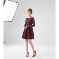 ราคา มินิเดรสลูกไม้สีแดงเลือดหมูไซส์ S (48052439087)