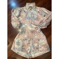 ราคา ชุดเชตกางเกงสีชมพูลายดอกแขนตุ๊กตา (25014566773)