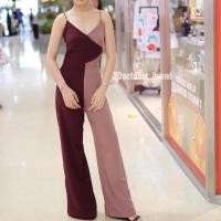ราคา จั้มสูทงานผ้าซาร่าสายเดี่ยวทูโทนขายาว (844412429)