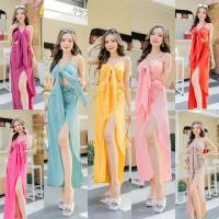 ราคา hbstation.shop เสื้อผ้าผู้หญิง Dressออกงาน สีเขียวมิ้น ชมพู ม่วง โอรส ส้ม เหลือง ครีม พร้อมส่ง (22235386546)