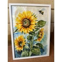 ราคา ภาพวาดดอกทานตะวัน ภาพวาดสีน้ำ กรอบรูปมงคล ขนาดA3/29.7x42cmพร้อมกรอบกระจก แขวนได้ตั้งได้ แข็งแรงสวยงาม (45855976042)