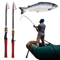 ราคา Telescopic Fishing Rod 1.8m/2.1m/2.4m Spinning Fishing Rod Carbon Fiber Spinning Casting Fishing Rod for Bass Pike Carp (46703082258)