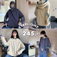 ราคา starlightmoonlight เสื้อกันหนาวoversizeมีฮู้ด เสื้อมีฮู้ด (14500830009)