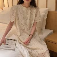 ราคา d001 แม็กซี่เดรสผ้าลูกไม้เนื้อนิ่ม มีซับในทั้งตัว เดรสคอกลมตัวยาว (23626278903)