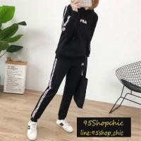 ราคา สินค้านำเข้า%พร้อมส่งFila Hoodie Setเสื้อ+กางเกง Premium outlet (1852270947)