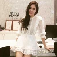 ราคา จั๊มสูท ขาสั้น งานป้าย ซีทรูลูกไม้ทั้งตัว (672297342)