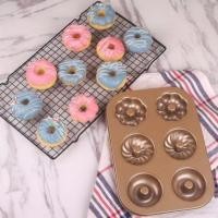 ราคา ถาดอบขนม พิมพ์อบขนมโดนัท พิมพ์ขนมโดนัท 6 หลุม 3iN1 เคลือบสีทอง Non-stick (2448597722)