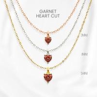 ราคา สร้อยคอโกเมนแท้ (Garnet) หัวใจมินิมอล เงินแท้ 925 ชุบทองคำขาว/ทอง /โรสโกลด์ จี้พลอย GEORGE Jewelry (55806341575)