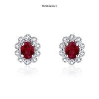 ราคา PETCHAEWLY™ Flower of life 18K Gold, Ruby and diamond earrings ต่างหูทับทิมแท้ล้อมเพชร (41208228536)