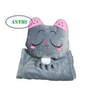 ราคา ผ้าห่มและหมอนแมวทรงกลม 2-ใน-1 หลายรุ่น มีช่องอุ่นมือ (57010677333)