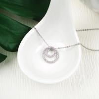 ราคา สร้อยคอเส้นเล็กจี้วงกลมซ้อนกันได้เคลือบทองขาว18Kสร้อยปรับระดับไม่ลอกดำ (15101108566)