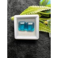 ราคา เพทาย ผ่านการเผา 2 เม็ด กะรัต รูป ร่าง Emerald cut 10x12 มิล พลอย เพทาย สี ฟ้ากลาง LAB BLUE ZIRCON กัมพูชา 100% LAB M (22756966687)