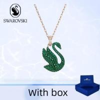 ราคา สร้อยคอมรกิต Swarovski Iconic Swan เพชรหงส์เขียว สแตนเลสเงินแท้ S925 พร้อมกล่อง (52005879592)