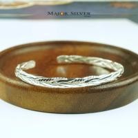ราคา กำไลลายถักเนื้อเงินแท้ 92.5 : Silver cuff bracelet / Major silver store : B-Braid1 (44857682404)