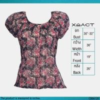 ราคา USED Xact - Sheer Black Floral Puff Top | เสื้อแขนสั้นสีดำ สีชมพู เสื้อซีทรู แขนพอง ลายจุด ลายดอก แท้ มือสอง (23386979424)