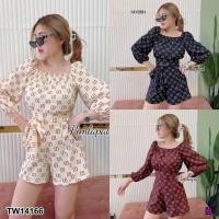 ราคา Set 2 ชิ้น เสื้อแขนยาว ปลายแขนจั้ม + กางเกงขาสั้น TW14166 (13778567739)