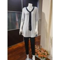 ราคา Se66284เสื้อยืดXOXOสีเทายาวคลุมสะโพก (23517104977)