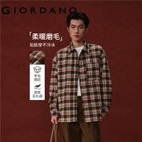 ราคา GIORDANO MEN Retro plaid single pocket long sleeve loose shirt 18046703 (43678898661)