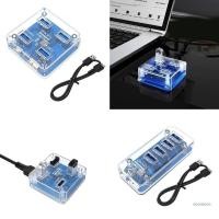 ราคา NEW USB 3.0 Transparent HUB External 4 Port USB Splitter with Dual Micro USB Power Port for Computer สำหรับแล็ปท็อป PC (24813816662)