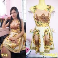ราคา ( โล๊ะตู้ ส่งต่อ ) เดรสสั้นเลมอนลายสวยชัด งานป้าย (2353381766)
