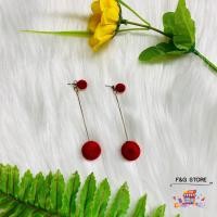 ราคา พร้อมส่ง ต่างหูแฟชั่นลูกตุ้มสีน้ำแดง แบบระย้า (10503889570)