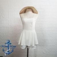 ราคา [Sale] จั้มสูทสายเดี่ยวขาสั้นสีขาว เหมาะกับสาวไซส์เล็ก (8539850968)