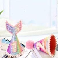 ราคา ใหม่สายรุ้งไล่โทนสีสีวันเกิดหมวกปิดทองผมใหญ่บอลมงกุฎหมวกแหลมน่ารักพรรค หางปลา หมวก หน้า0ร (53759897555)