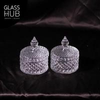 ราคา GLASS HUB - TG081 (เซต 2 ใบ) - โถแก้วเล็ก ลายคริสตัล เจียระไน มีฝาปิด เหมาะสำหรับใส่ขนม หรือ สิ่งของต่างๆ (18176834853)
