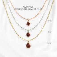 ราคา สร้อยคอโกเมนแท้ (Garnet) กลมฝังหุ้มมินิมอล เงินแท้ 925 ชุบทองคำขาว/ทอง /โรสโกลด์ จี้พลอย GEORGE Jewelry (48456365559)