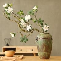 ราคา ที่ขายดีที่สุดจําลอง Rhododendron ดอกไม้ดอกไม้ปลอมดอกไม้ผ้าไหมสาขารูปร่างตกแต่งบ้านจีน Zen แจกันเซรามิก Place ดอกไม้ศิลปะจําลองดอกไม้ปลอม (49058115653)