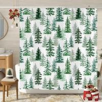 ราคา ฤดูหนาวป่าผ้าม่านอาบน้ําสําหรับห้องน้ํา,สีเขียว Xmas Pine Trees ผ้าม่านห้องน้ํา,ต้นคริสต์มาสผ้าม่านอาบน้ํา 72x72 นิ้ว,ธรรมชาติ Snowy Landscape ผ้ากันน้ํา Bath Decor wi (54410997535)
