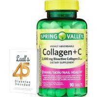 ราคา Spring Valley Collagen + C เม็ดสําหรับ HairSkinNail Health 2500 mg 90 Count ly Absorbable Collagen Plus C Bundle พร้อม Lualls 45 โรคเบาหวานถอดรหัส (45861030109)