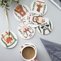 ราคา Pladao Houseware ที่รองแก้ว หินรองแก้วซับน้ำ Diatomite น้ำไม่เลอะโต๊ะ ทรงกลม Forest Animal (3742705852)