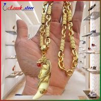 ราคา ชุดสร้อยคอผู้ชายพร้อมโซ่เงินและจี้เขี้ยวมังกรเครื่องประดับสร้อยคอผู้ชายชุบทองเคลือบนาโนที่ทนทานและสวยงาม (56103700238)