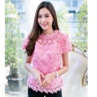 ราคา เสื้อลูกไม้ออกงานผ้าใยบวบ แขนสั้น รุ่น W004 (4669694681)